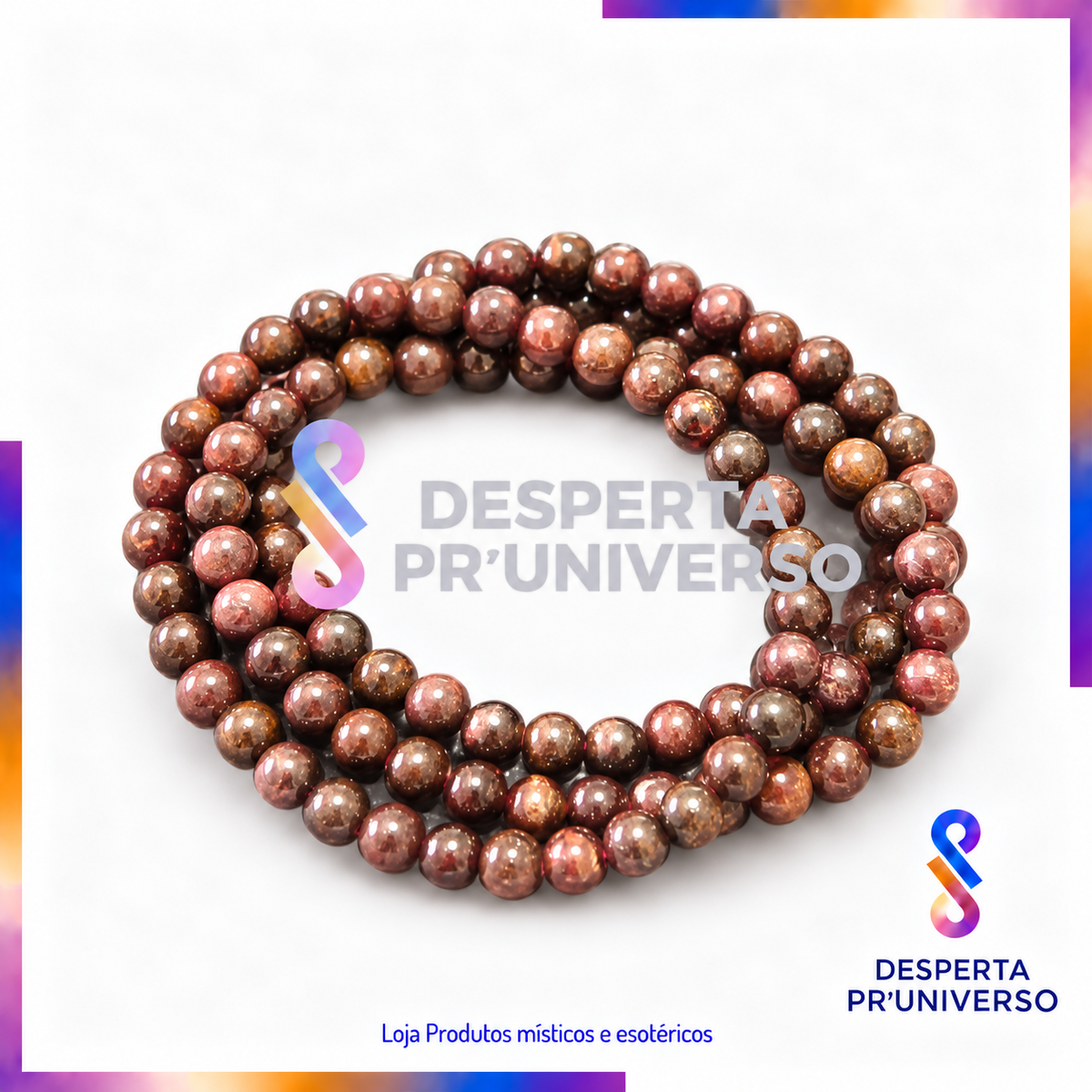 Pulseira de Granada | Força, Paixão e Coragem | 6mm