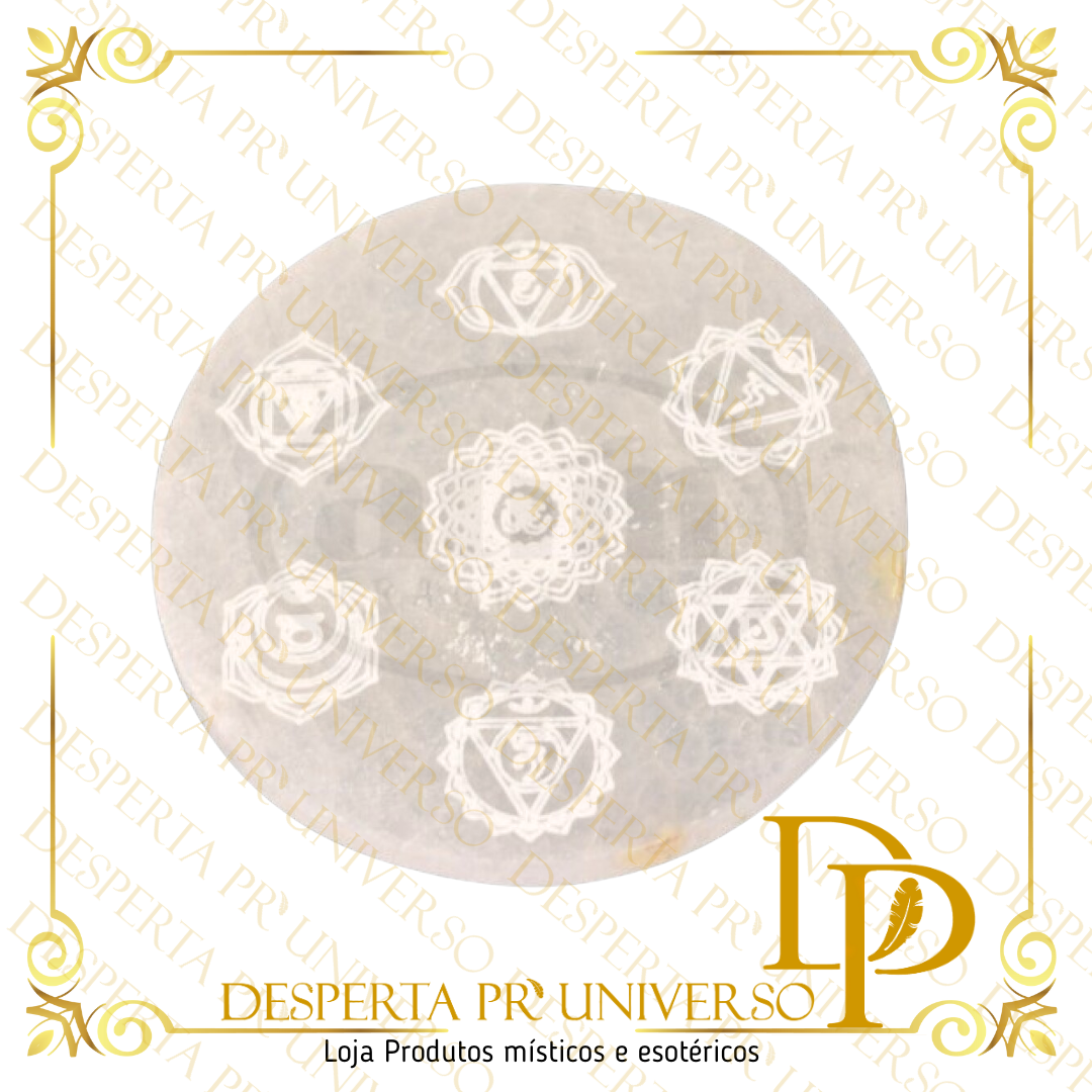 Selenita Base Redonda 7 Chakras 10cm