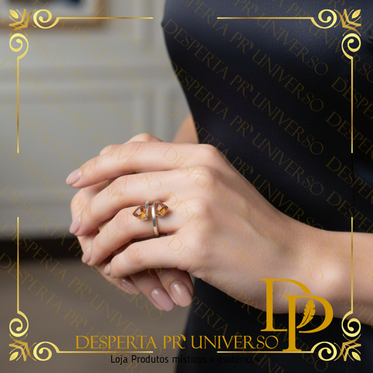 Anel em Prata de Lei com Citrino Natural