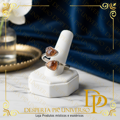 Anel em Prata de Lei com Citrino Natural