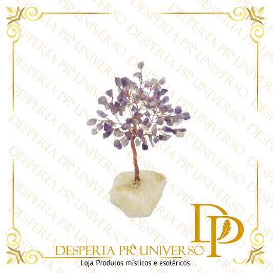 Arvore 100 Ametista c/Base Quartzo Branco