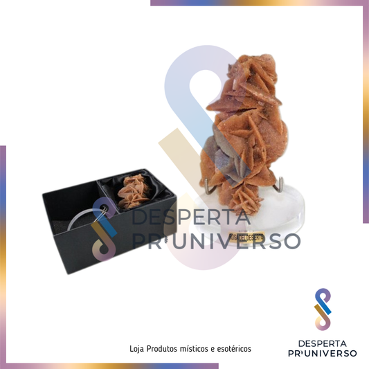 Rosa do Deserto + Caixa + Expositor — Limpeza energética | Proteção | Clareza