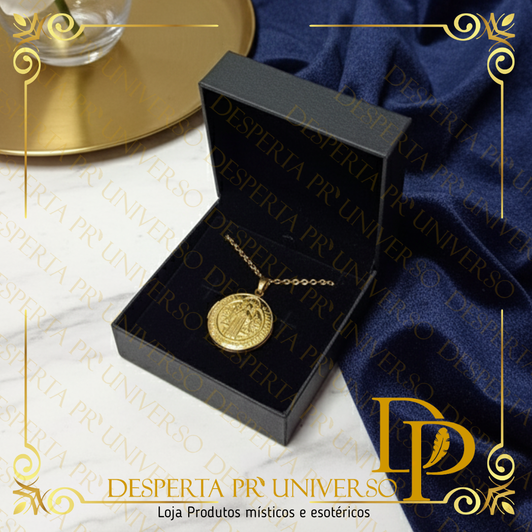 Colar Medalha de São Bento Com Abertura – Aço Inoxidável