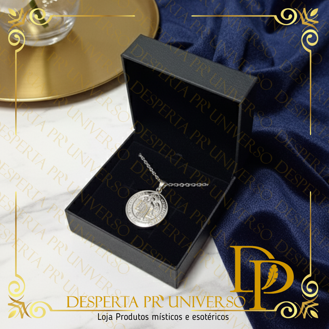 Colar Medalha de São Bento Com Abertura – Aço Inoxidável