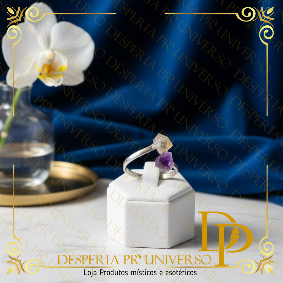 Anel Ametista + Citrino (Prata de Lei)
