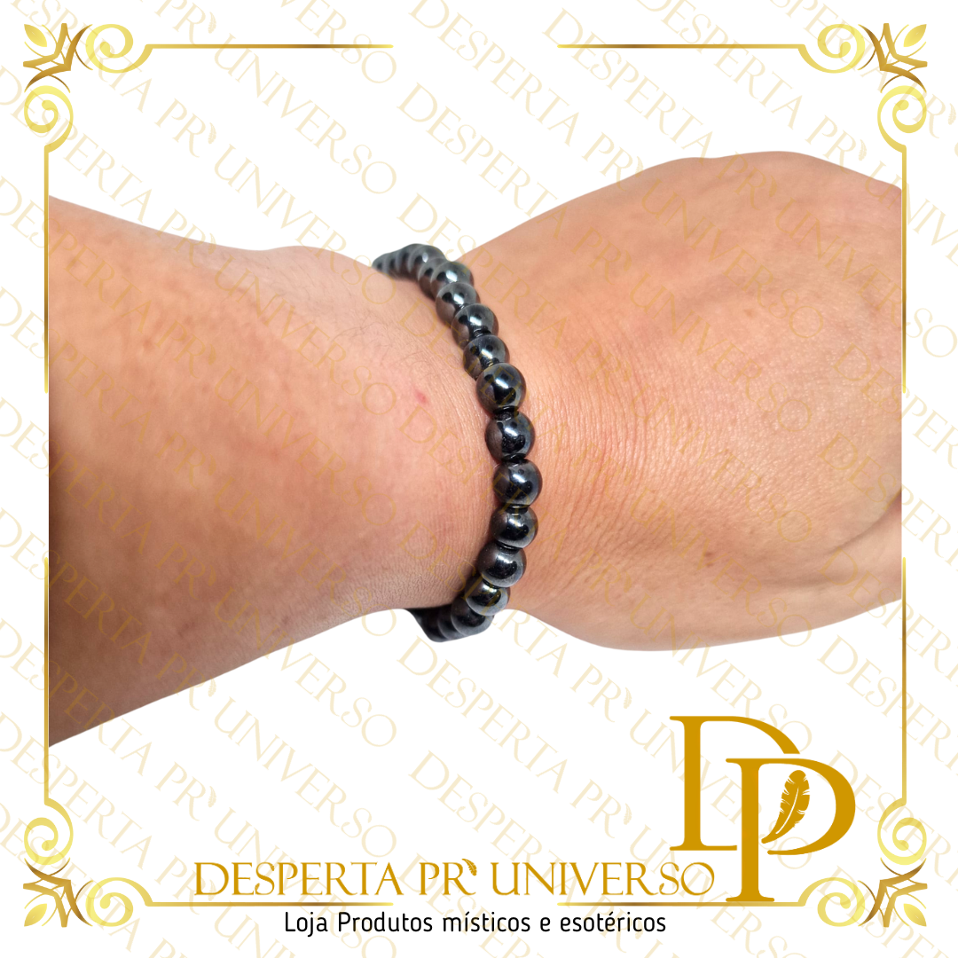 Pulseira  de Hematite - Bola de 4mm