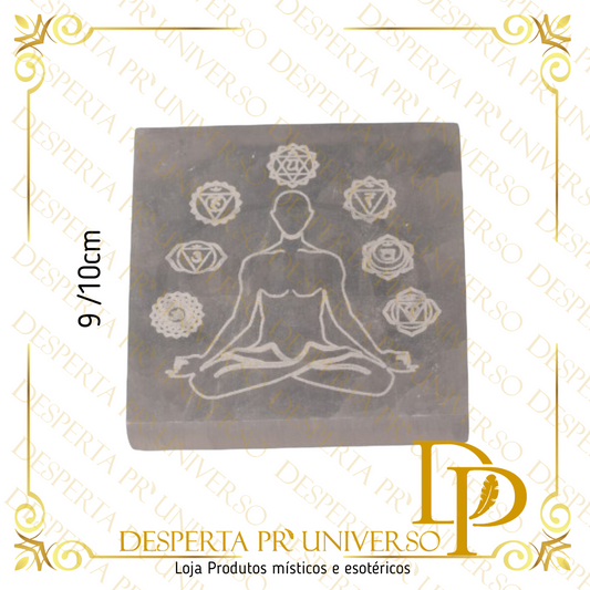 Selenita Base Quadrada 7 Chakras 10cm