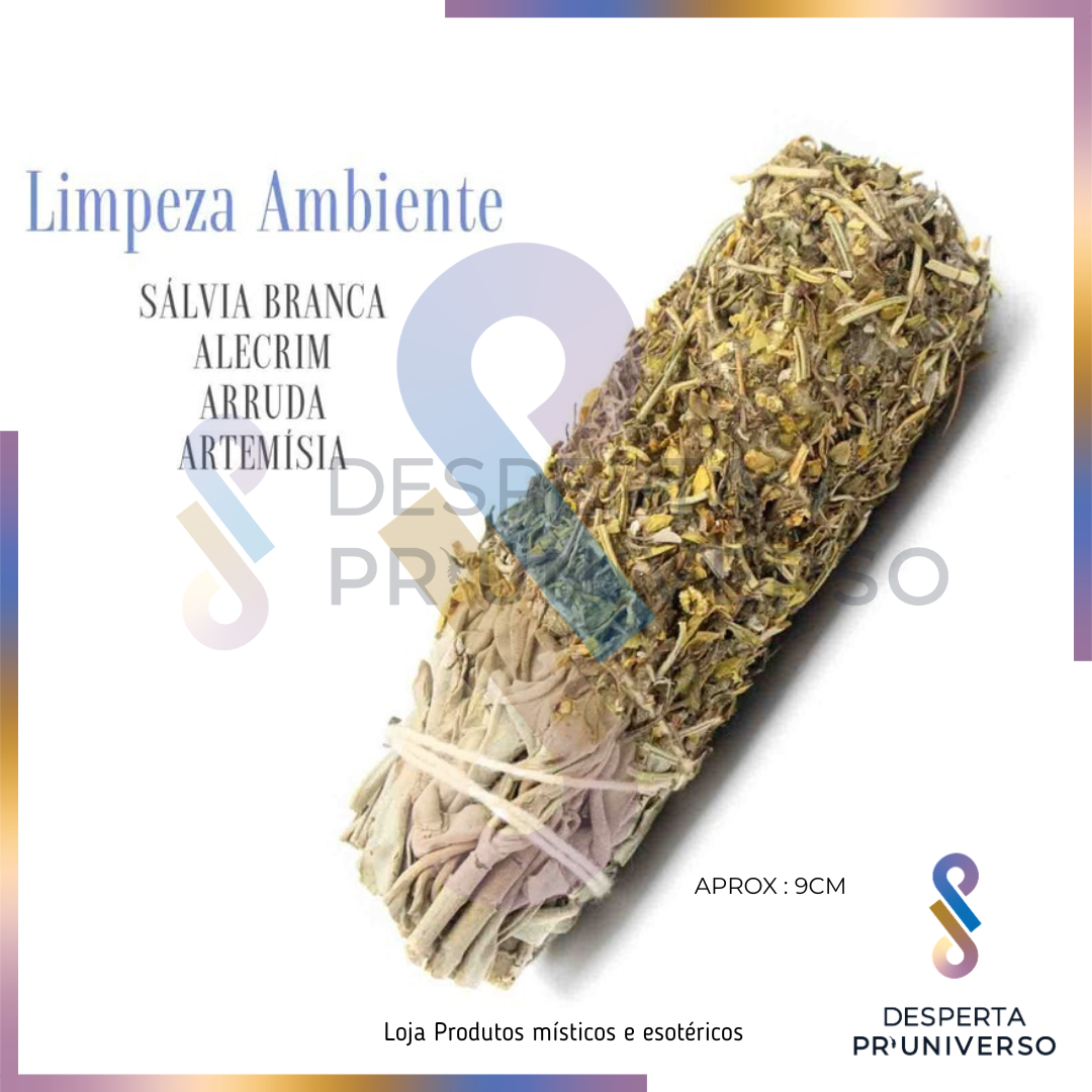 Tocha de Limpeza Ambiente — Sálvia, Alecrim, Arruda & Artemísia