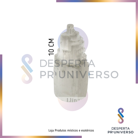 Torre de Selenite 10 cm — Limpeza energética | Proteção | Recarga de cristais