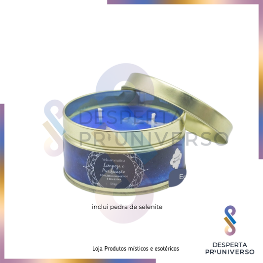 Vela com Pedras Naturais – Mystic Limpeza & Purificação