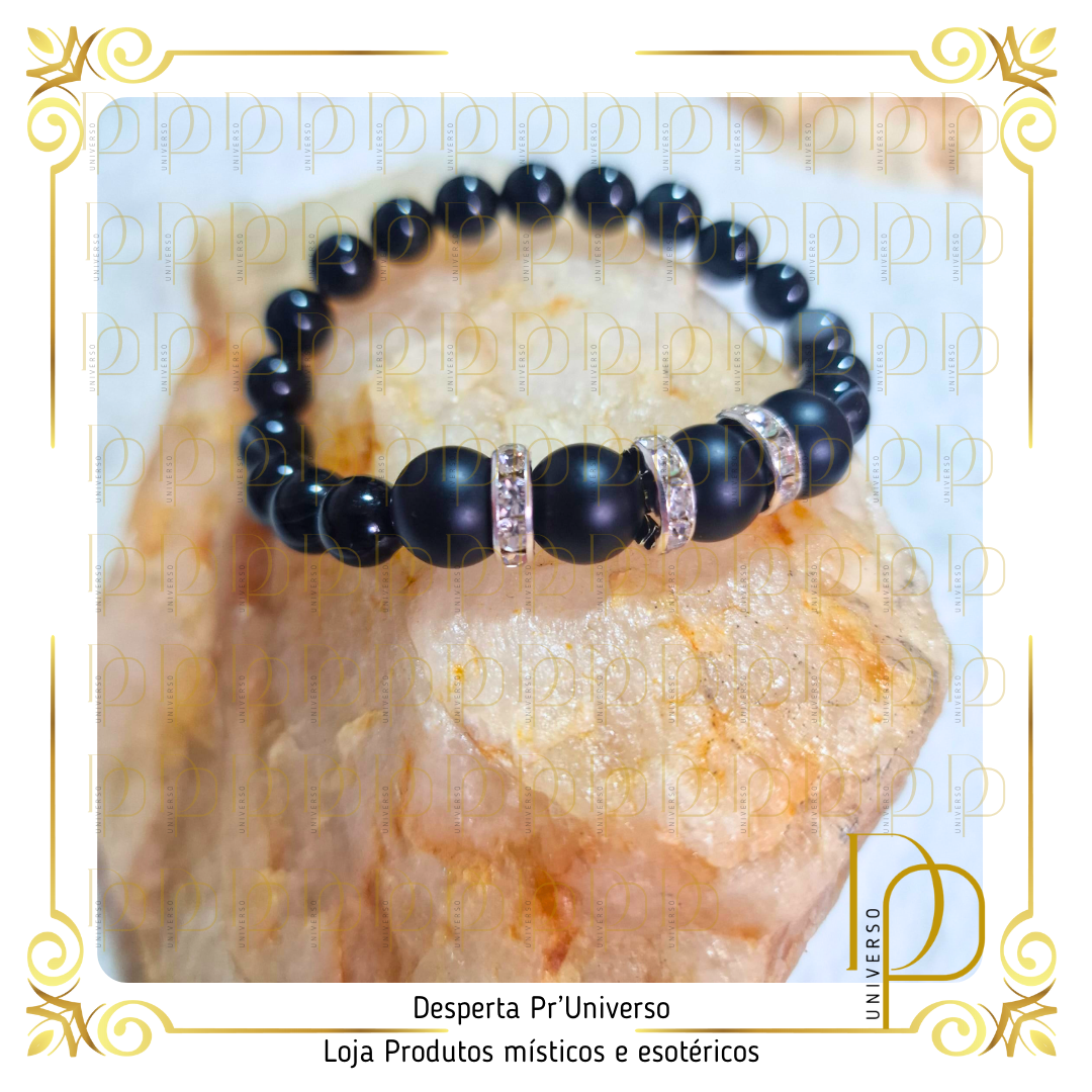 Pulseira de Ágata Negra com Shungite