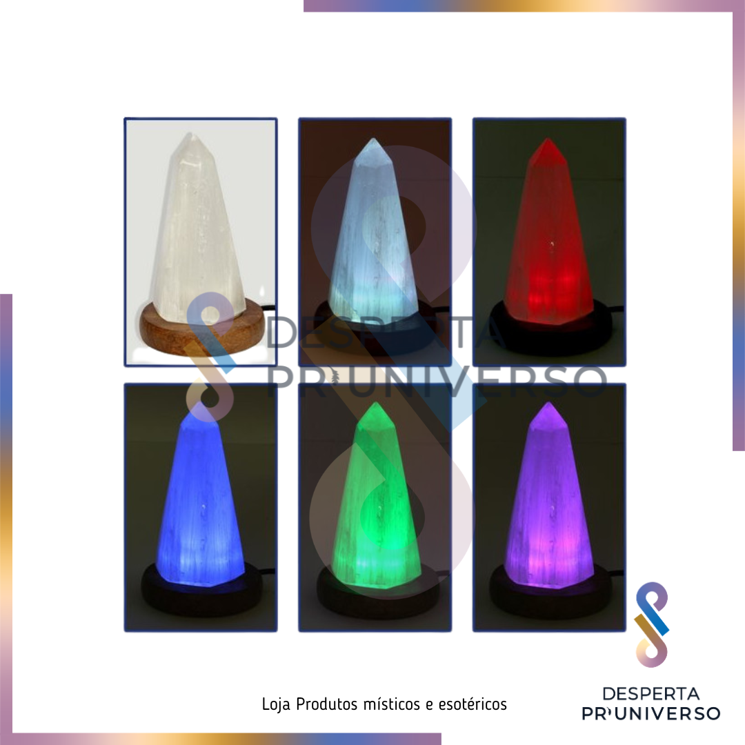 Candeeiro Pirâmide de Selenite 10 cm (LED)