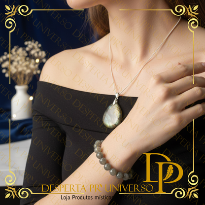 Conjunto Labradorite – Colar + Pulseira 8mm