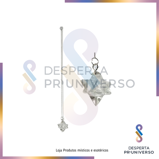 Pêndulo Merkaba de Quartzo Cristal - Geometria Sagrada e Amplificação Universal