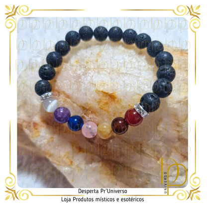 Pulseira de Chakras com Pedra Vulcânica 6mm