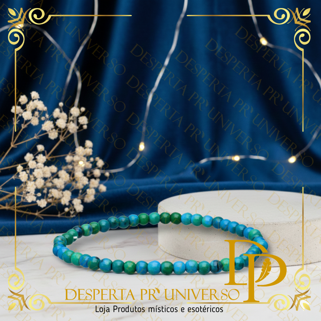 Pulseira de Chrysocolla – Cura Emocional, Sabedoria e Força Interior (4mm)
