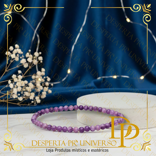 Pulseira de Lepidolita 4mm – Paz Profunda, Equilíbrio Emocional e Anti-Ansiedade