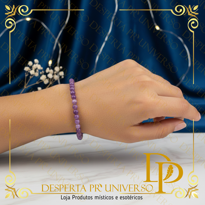 Pulseira de Lepidolita 4mm – Paz Profunda, Equilíbrio Emocional e Anti-Ansiedade