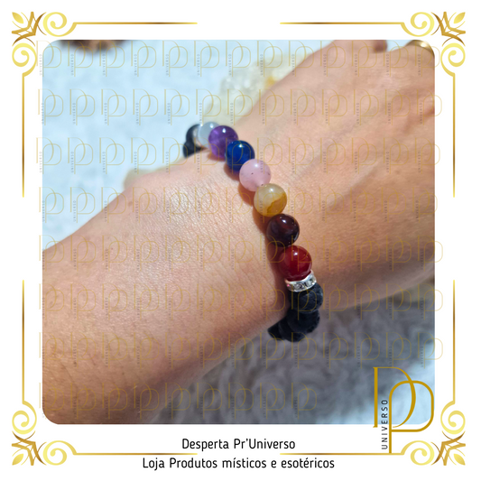 Pulseira de Chakras com Pedra Vulcânica 6mm