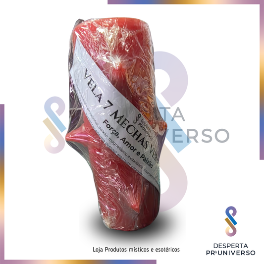 Velão de 7 Mechas Vermelho — Força, Amor e Paixão